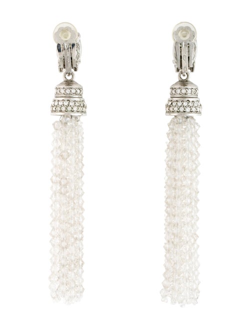 Oscar de la Renta Crystal Bead Drop Clip-On Earrings