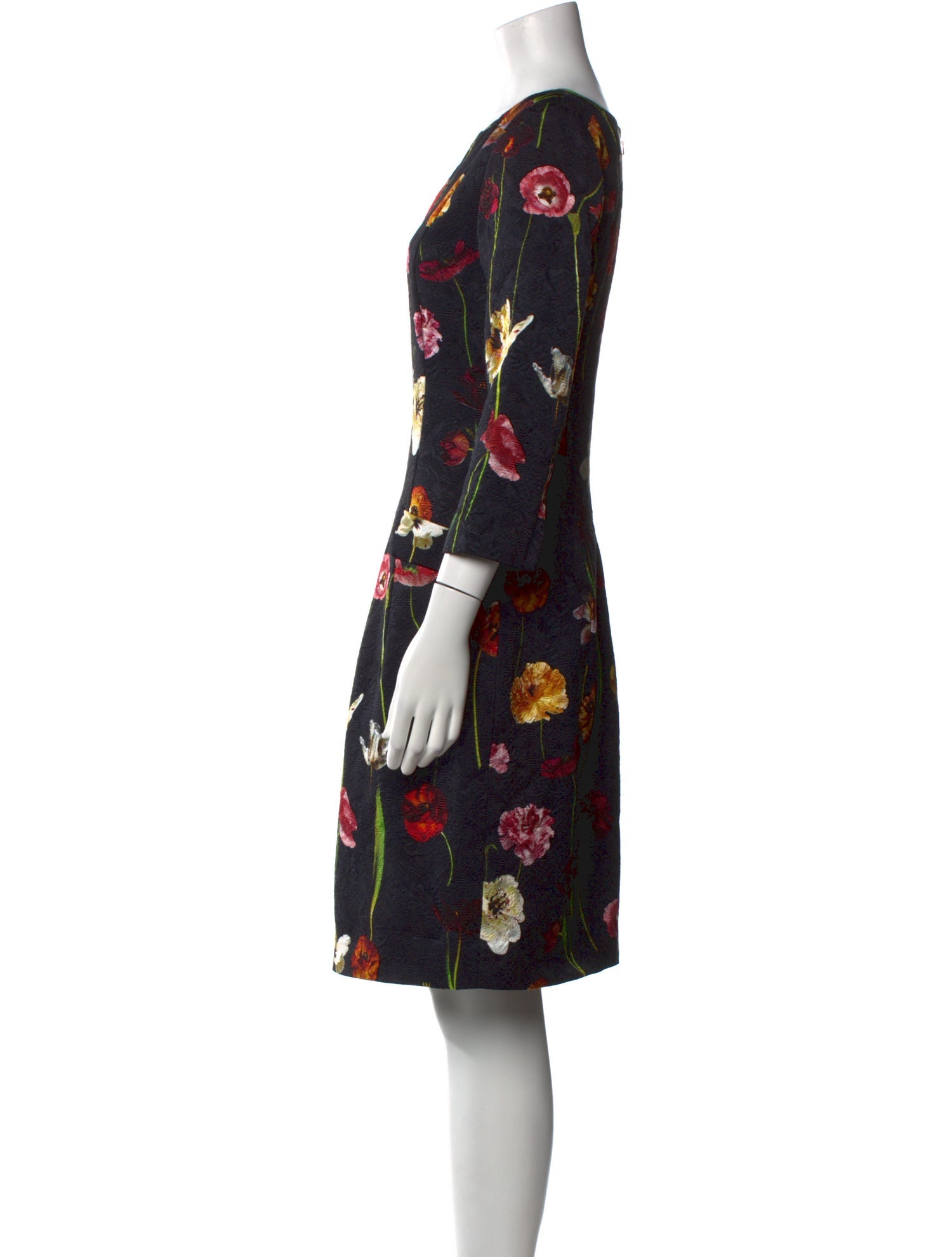 Oscar de la Renta Floral Print Knee-Length Dress