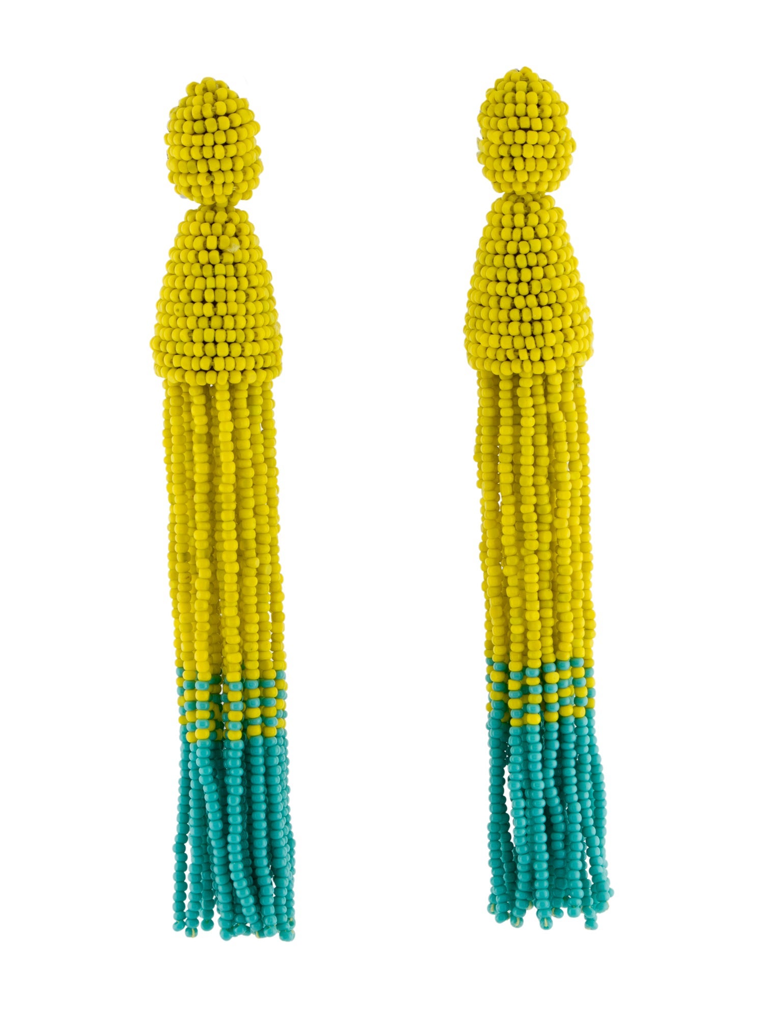 Oscar de la Renta Classic Long Beaded Tassel Earrings