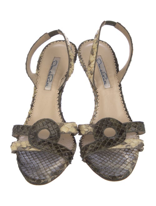 Oscar de la Renta Snakeskin Animal Print Slingback Sandals