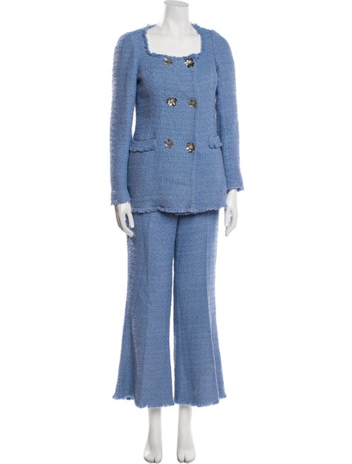 Oscar de la Renta 2023 Raw-Edge Trim Pantsuit