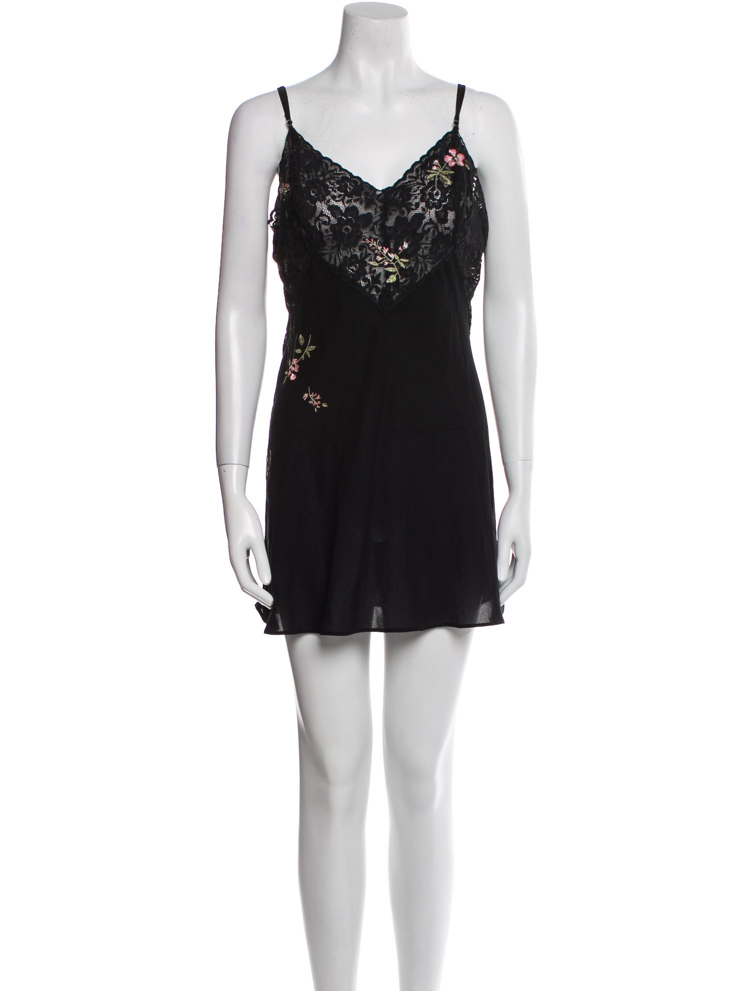 Oscar de la Renta Lace Pattern Scalloped Accent Nightgown