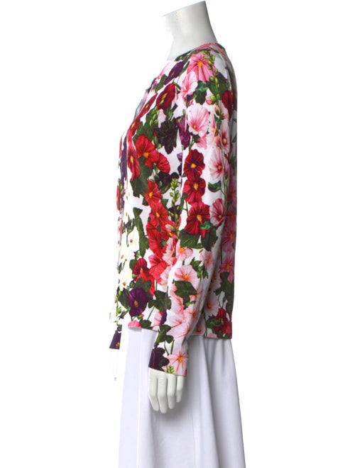 Oscar de la Renta Floral Print Crew Neck Blouse