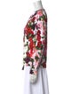 Oscar de la Renta Floral Print Crew Neck Blouse