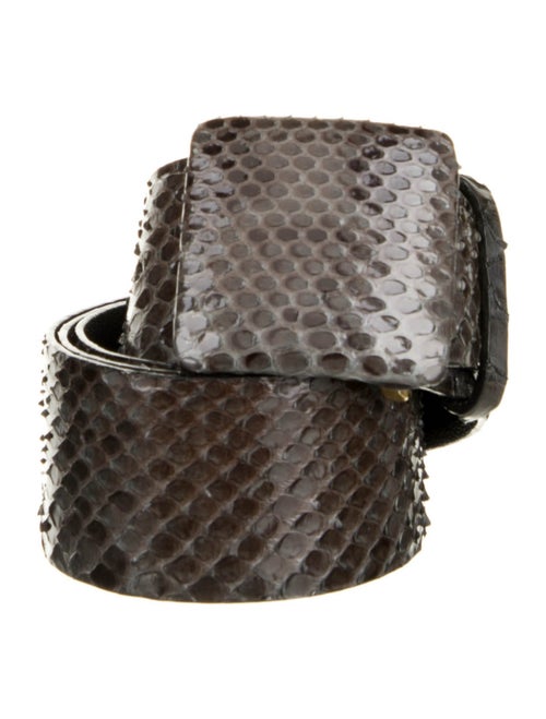 Oscar de la Renta Snakeskin Leather Trim Embellishment Belt