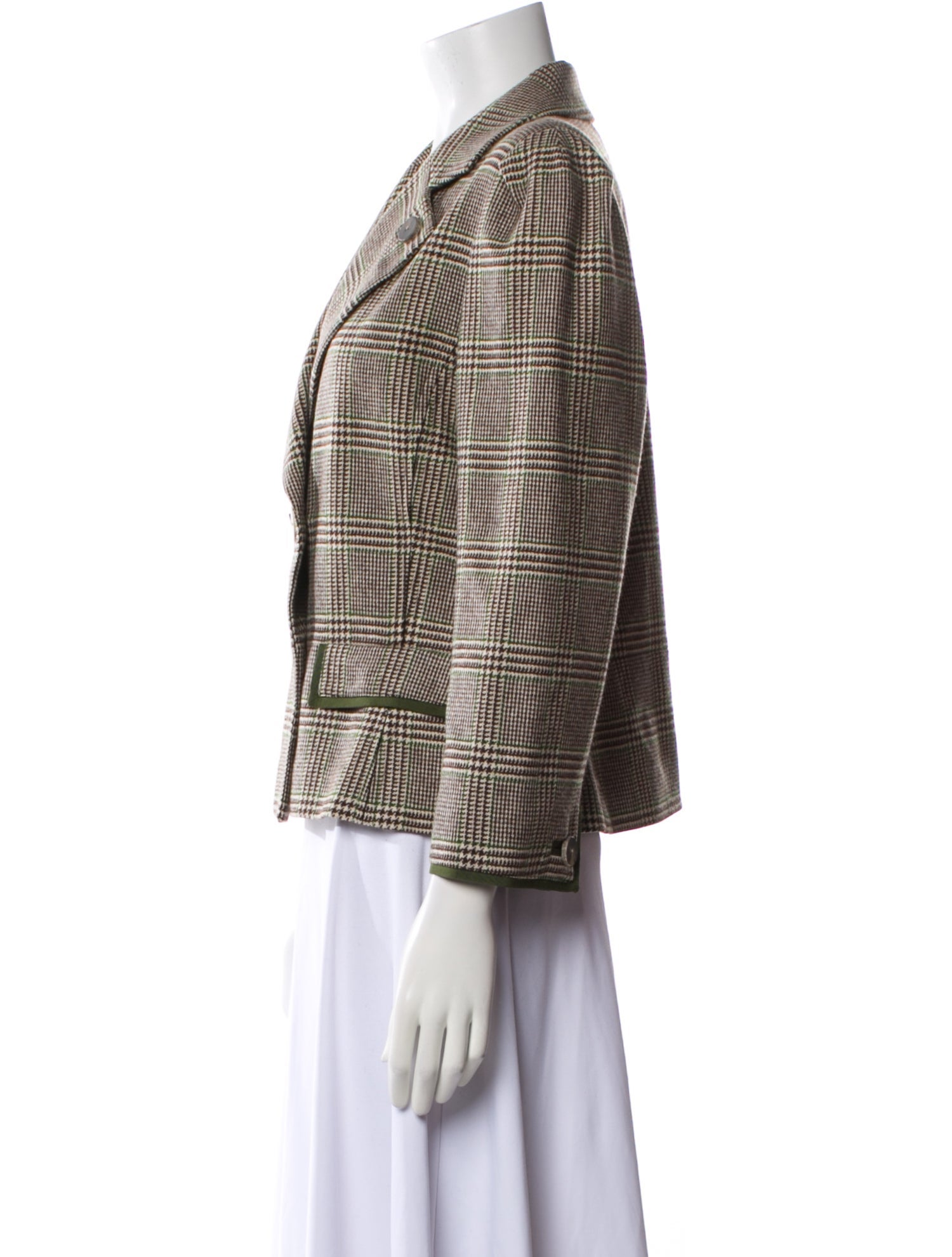 Oscar de la Renta Cashmere Plaid Print Blazer