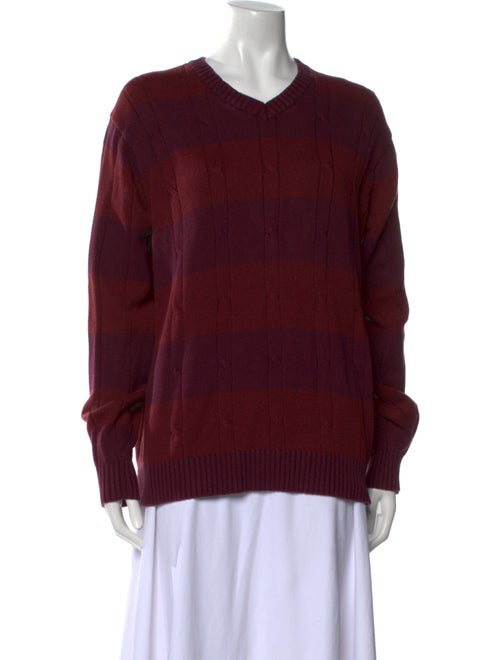 Oscar de la Renta Plaid Print V-Neck Sweater
