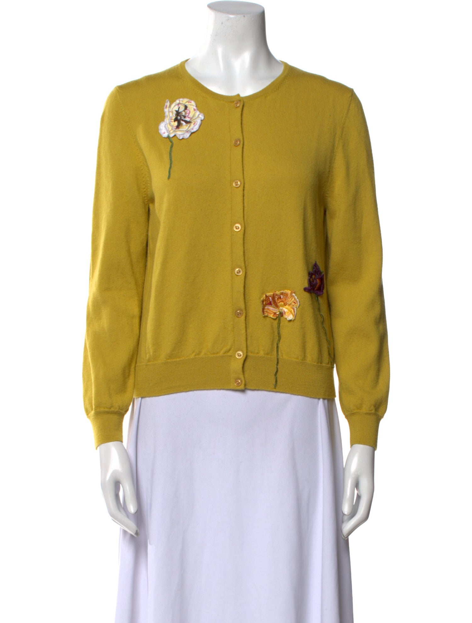 Oscar de la Renta Virgin Wool Crew Neck Sweater