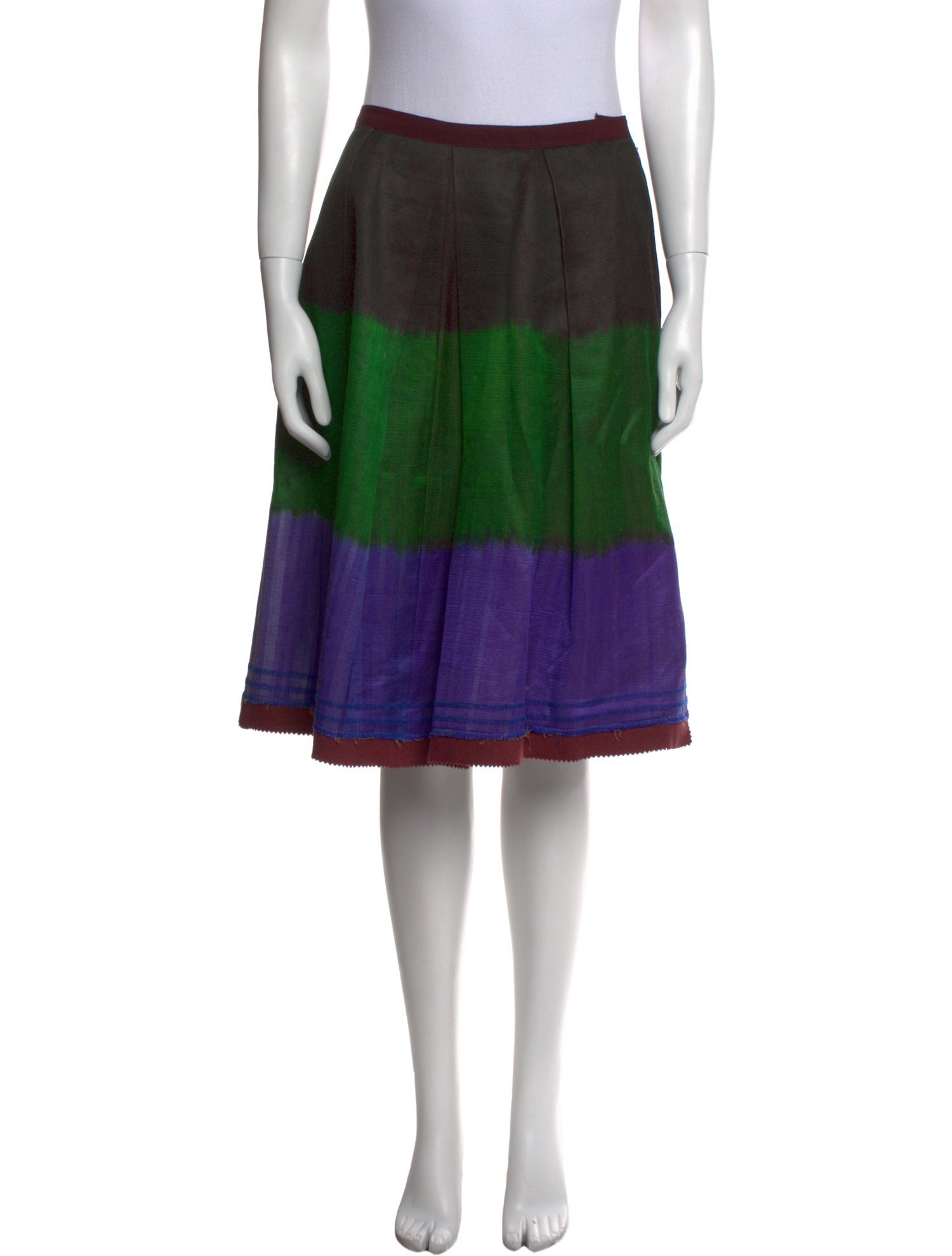 Oscar de la Renta Colorblock Pattern Knee-Length Skirt