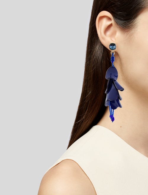 Oscar de la Renta Acrylic & Crystal Drop Earrings