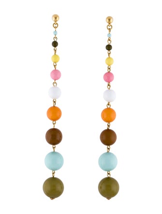 Oscar de la Renta Beaded Tassel Drop Earrings