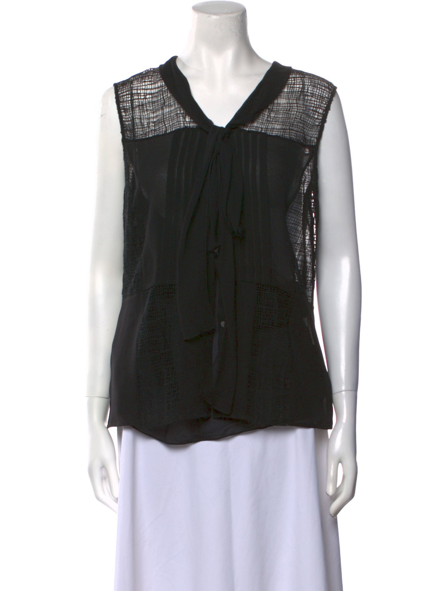 Oscar de la Renta V-Neck Sleeveless Top