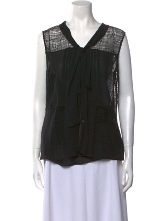 Oscar de la Renta V-Neck Sleeveless Top