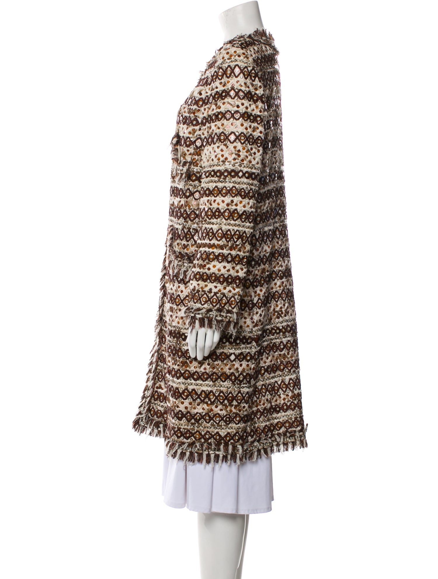 Oscar de la Renta Wool Plaid Print Coat