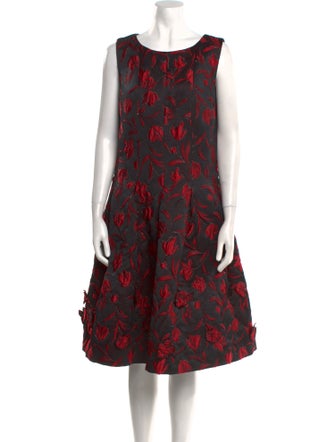 Oscar de la Renta Printed Midi Length Dress