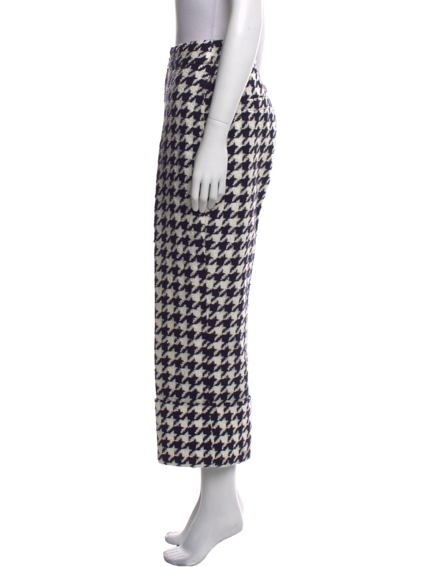 Oscar de la Renta Houndstooth Print Wide Leg Pants