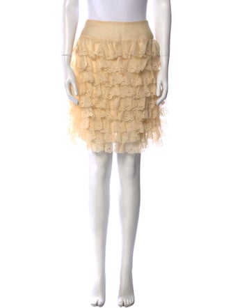 Oscar de la Renta Embroidered Accent Knee-Length Skirt