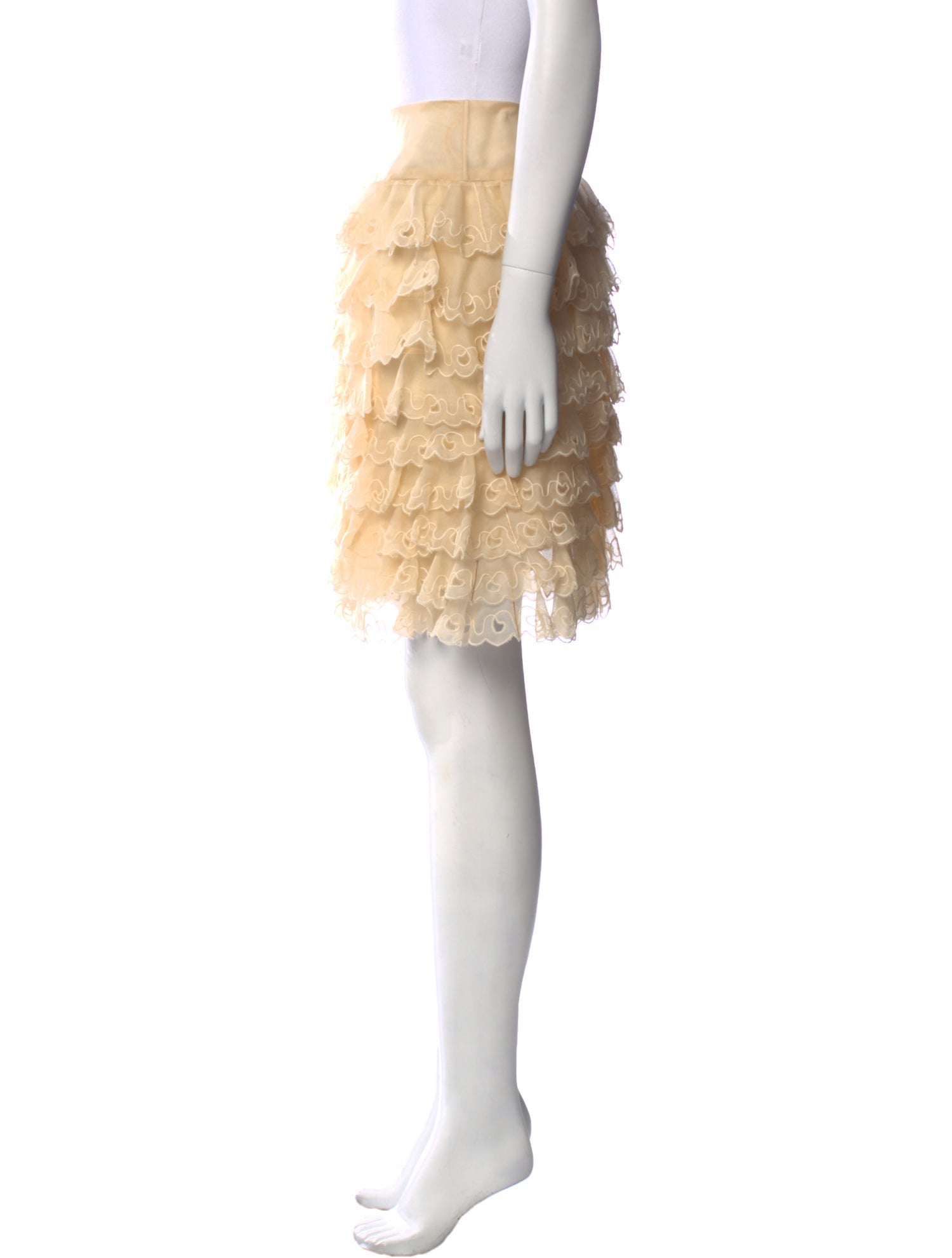 Oscar de la Renta Embroidered Accent Knee-Length Skirt