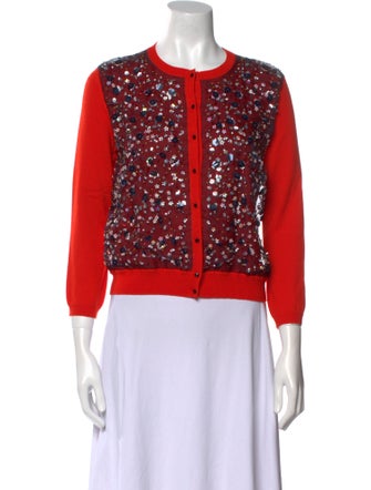 Oscar de la Renta Virgin Wool Printed Sweater
