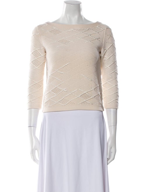 Oscar de la Renta Virgin Wool Bateau Neckline Sweater