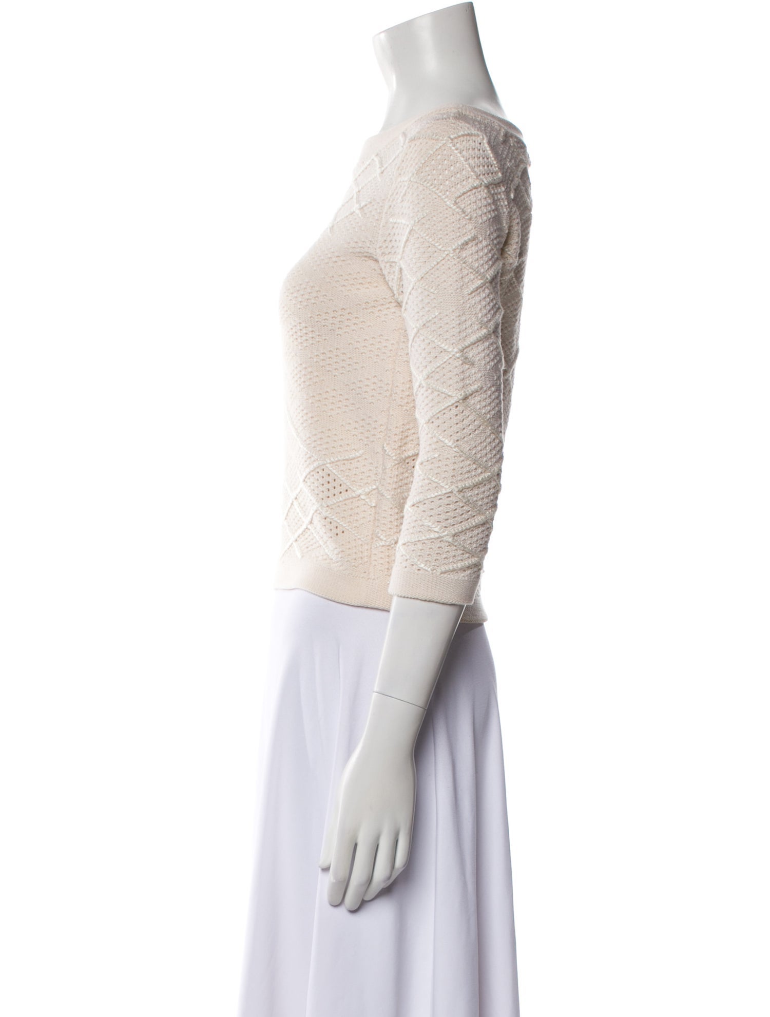 Oscar de la Renta Virgin Wool Bateau Neckline Sweater