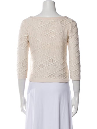 Oscar de la Renta Virgin Wool Bateau Neckline Sweater