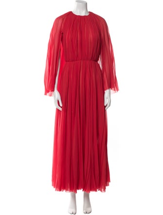 Oscar de la Renta Bateau Neckline Long Dress