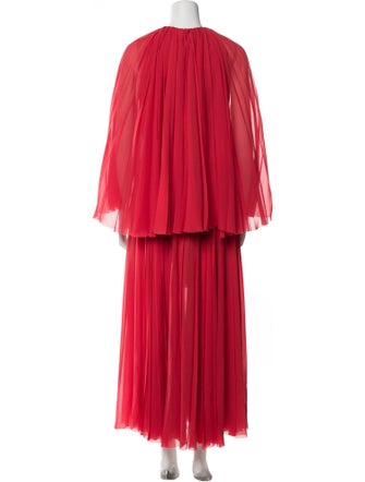 Oscar de la Renta Bateau Neckline Long Dress