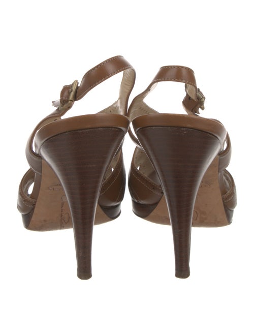 Oscar de la Renta Leather Lasercut Accents T-Strap Pumps