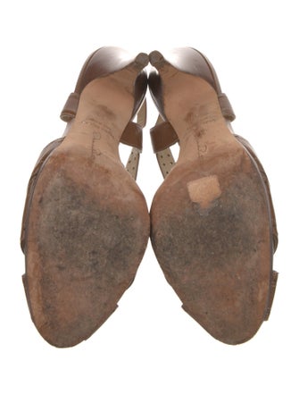 Oscar de la Renta Leather Lasercut Accents T-Strap Pumps