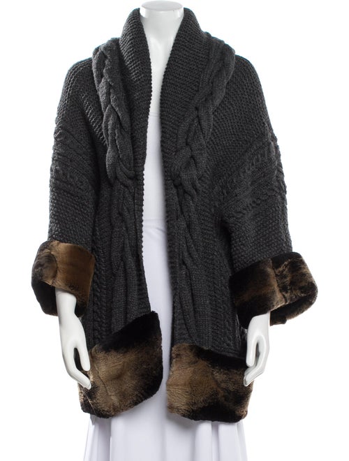 Oscar de la Renta Crochet Colorblock Pattern Sweater