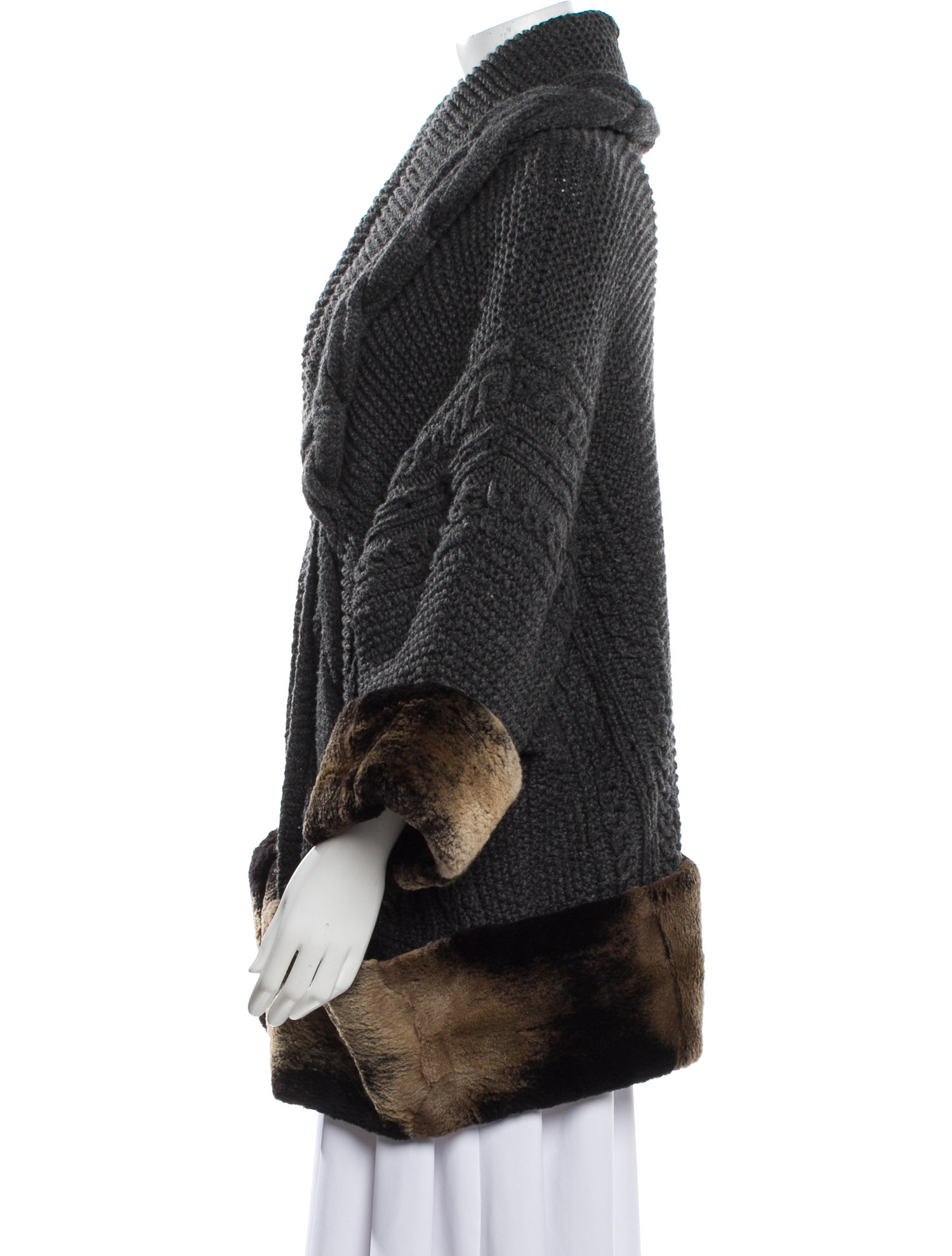 Oscar de la Renta Crochet Colorblock Pattern Sweater