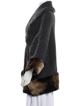 Oscar de la Renta Crochet Colorblock Pattern Sweater