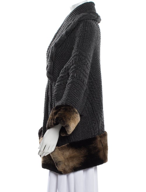 Oscar de la Renta Crochet Colorblock Pattern Sweater