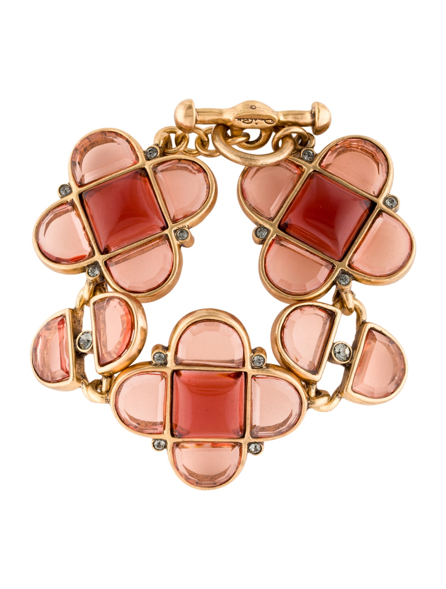 Oscar de la Renta Crystal & Resin Floral Link Bracelet