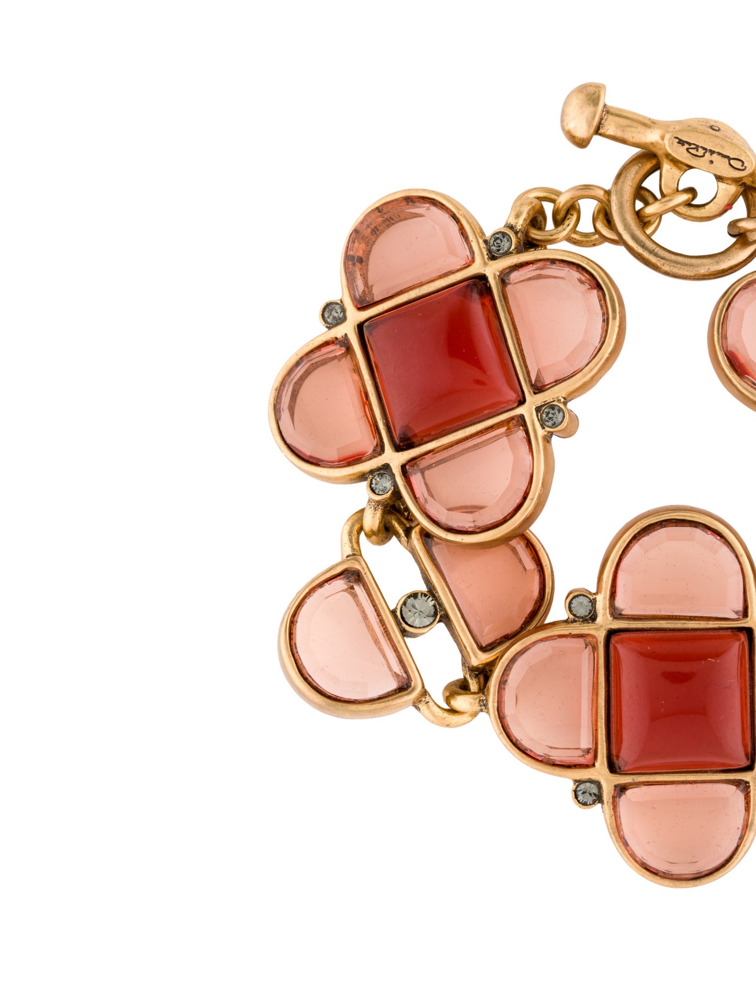 Oscar de la Renta Crystal & Resin Floral Link Bracelet