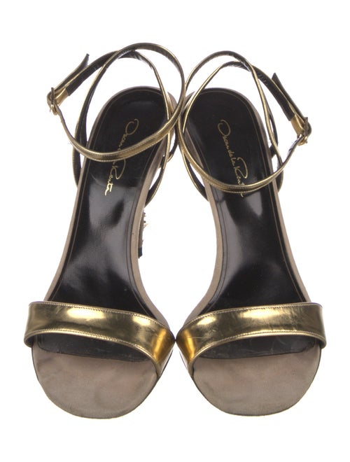 Oscar de la Renta Suede Beaded Accents Sandals