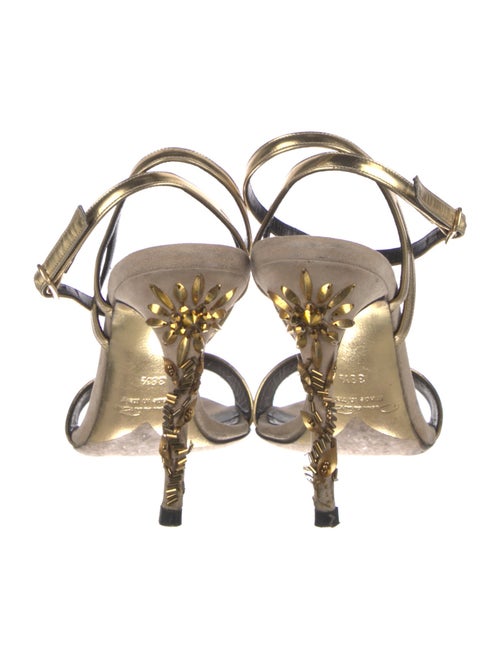 Oscar de la Renta Suede Beaded Accents Sandals