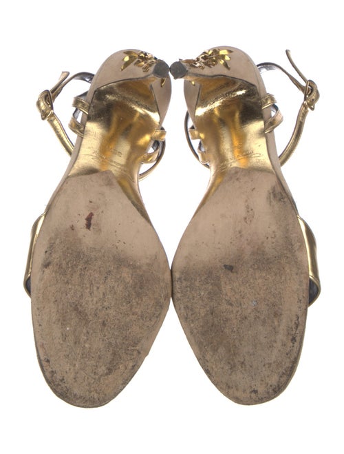 Oscar de la Renta Suede Beaded Accents Sandals