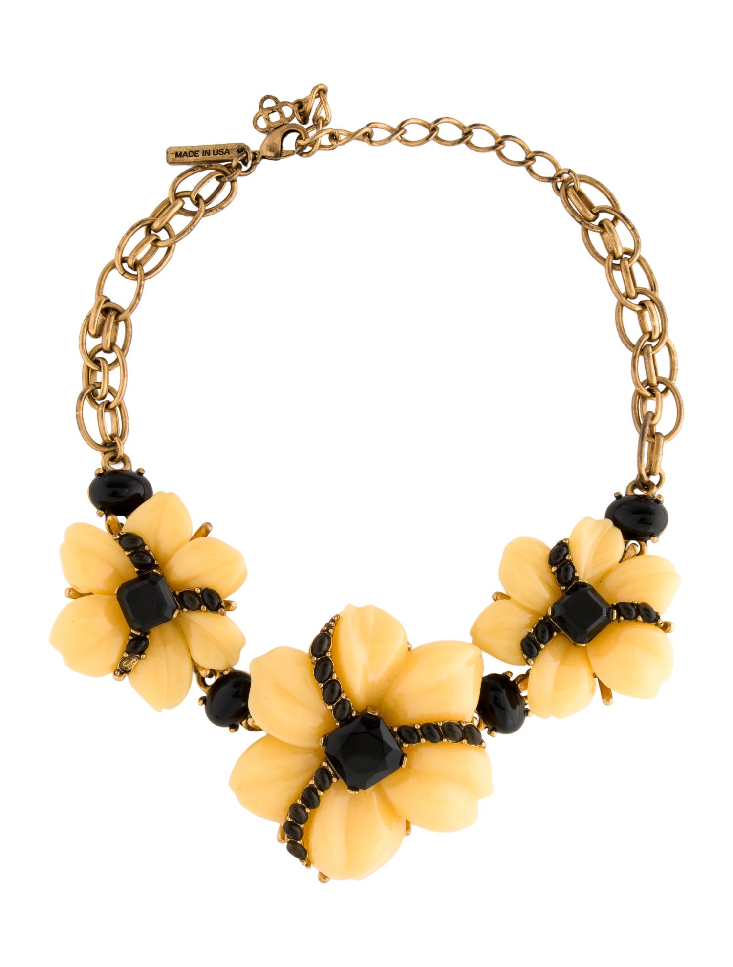 Oscar de la Renta Crystal & Resin Flower Collar Necklace