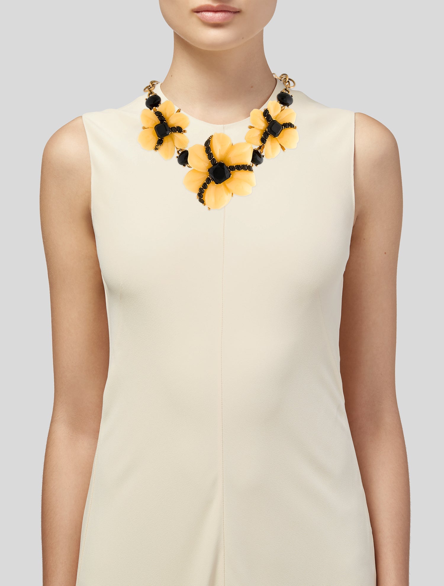Oscar de la Renta Crystal & Resin Flower Collar Necklace