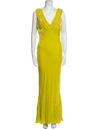 Oscar de la Renta V-Neck Long Dress
