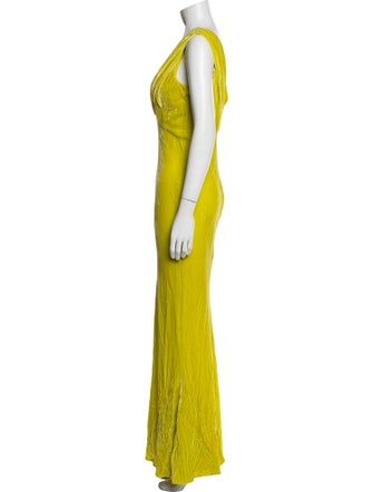 Oscar de la Renta V-Neck Long Dress
