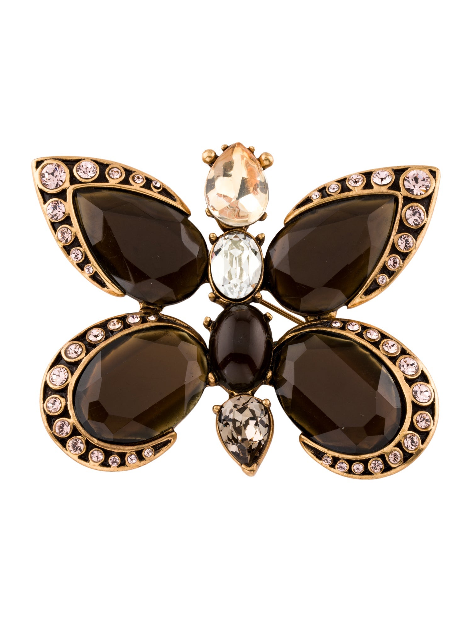 Oscar de la Renta Crystal Butterfly Pendant Brooch