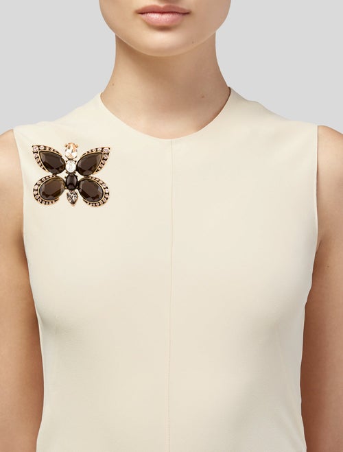Oscar de la Renta Crystal Butterfly Pendant Brooch