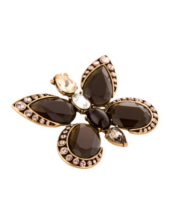 Oscar de la Renta Crystal Butterfly Pendant Brooch