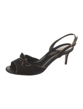 Oscar de la Renta Suede Bow Accents Slingback Pumps