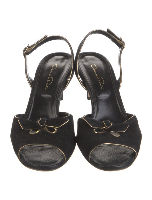 Oscar de la Renta Suede Bow Accents Slingback Pumps