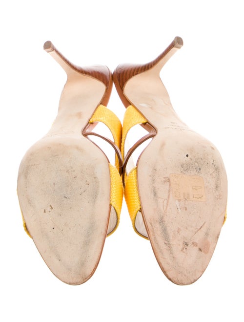 Oscar de la Renta Leather Colorblock Pattern Slides