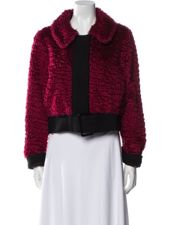 Oscar de la Renta Virgin Wool Tweed Pattern Faux Fur Jacket